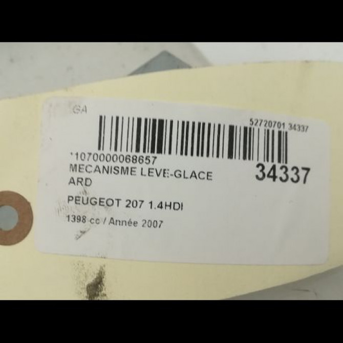 Mecanisme leve-glace arrière droit occasion PEUGEOT 207 Phase 1 04-2006->06-2013 1.4 HDI 70ch 9224A7 5