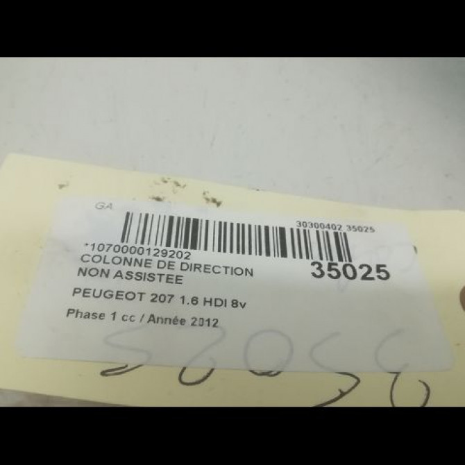 Colonne de direction non assistee occasion PEUGEOT 207 Phase 1 04-2006->06-2013 1.6 HDI 8v 92ch 4123GX 3