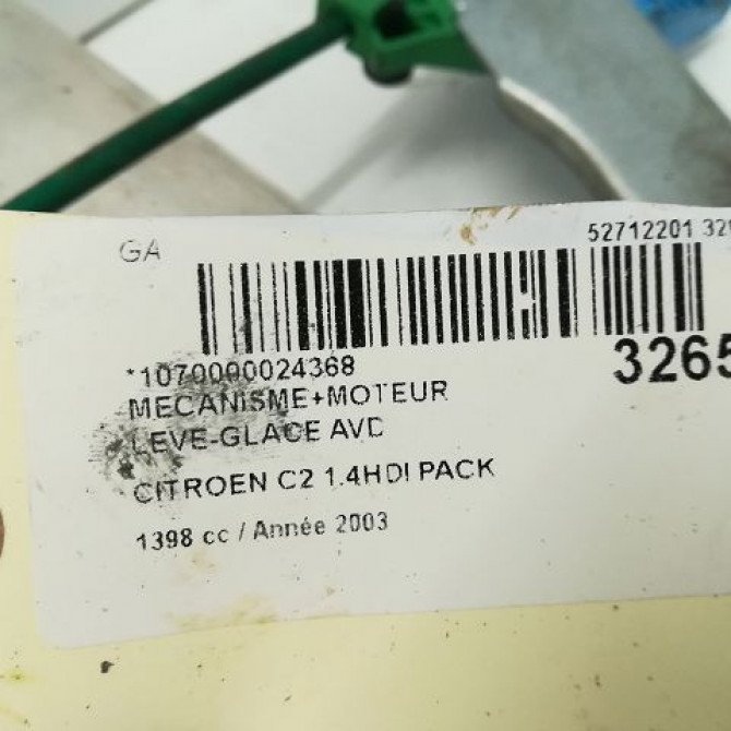 Mecanisme + moteur lève-glace avant droit occasion CITROEN C2 Phase 1 09-2003->10-2008 1.4 HDi 9222X2 5