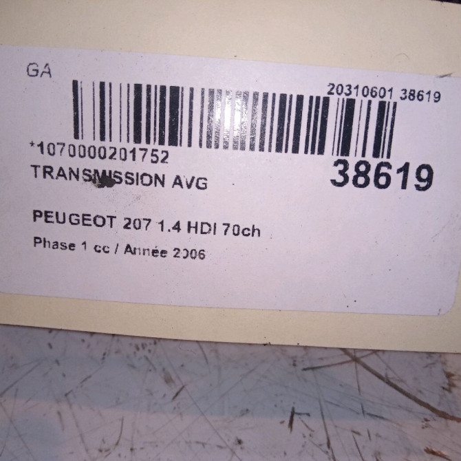 Transmission avant gauche occasion PEUGEOT 207 Phase 1 04-2006->06-2013 1.4 HDI 70ch 3