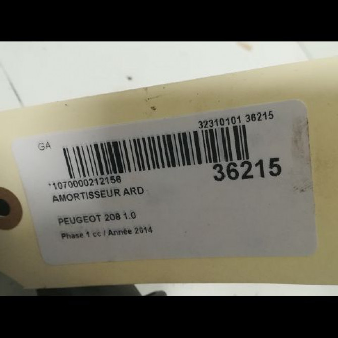 Amortisseur arrière droit occasion PEUGEOT 208 208 Phase 1 2012-03-01->2015-09-30 1.0 PURETECH 68ch 9804627380 2