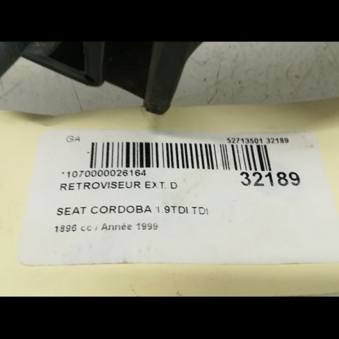 Retroviseur exterieur manuel droit occasion SEAT CORDOBA I Phase 2 09-1999->10-2002 6K1857508A 3
