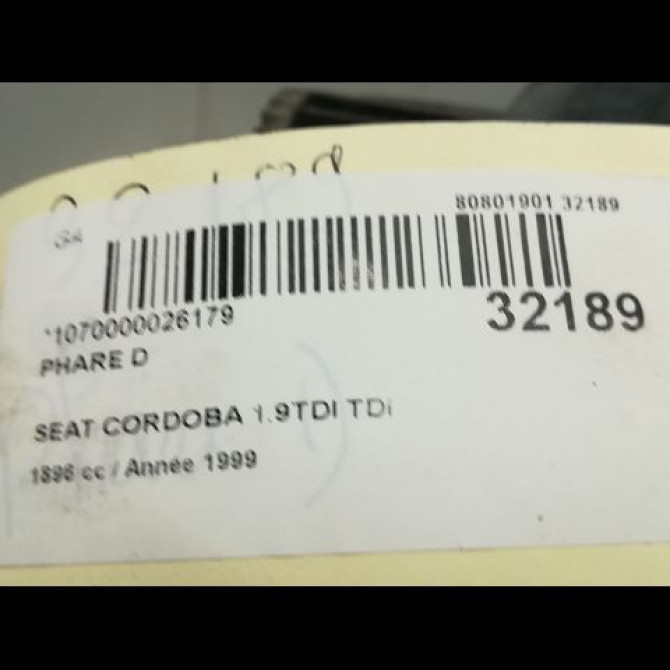 Phare droit occasion SEAT CORDOBA I Phase 2 09-1999->10-2002 6K0941016C 6