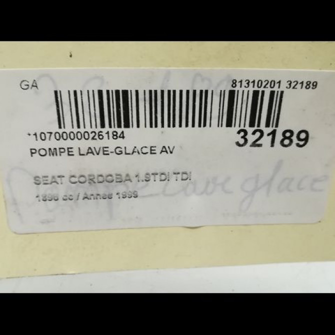 Pompe lave-glace avant occasion SEAT CORDOBA I Phase 2 09-1999->10-2002 4