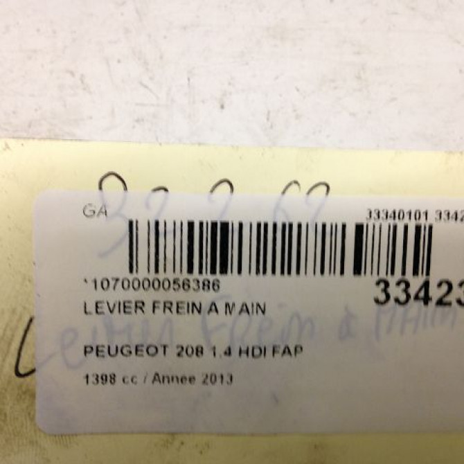 Levier frein a main occasion PEUGEOT 208 208 Phase 1 2012-03-01->2015-09-30 1.4 HDI 68ch 98062966ZD 3