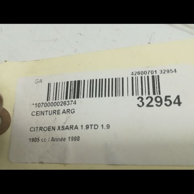 Ceinture arrière gauche occasion CITROEN XSARA Phase 1 02-1998->09-2000 1.9 TD 8973JE 4