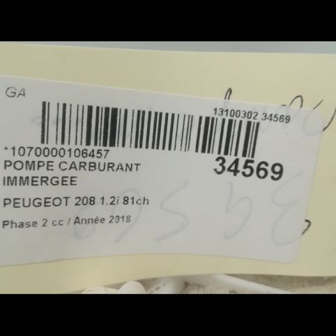 Pompe à carburant immergée occasion PEUGEOT 208 Phase 2 04-2015->... 1.2i 81ch 9674466680 3