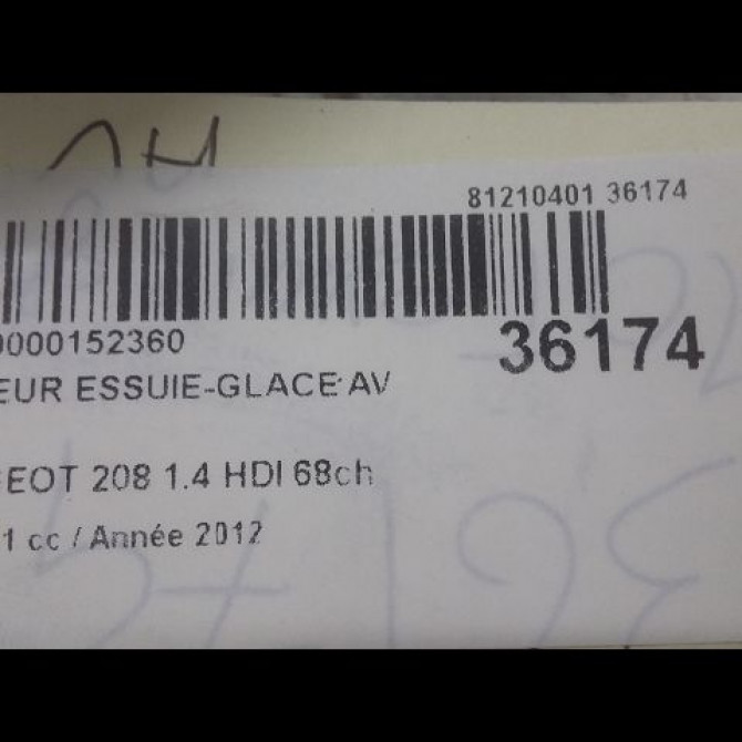 Moteur essuie-glace avant occasion PEUGEOT 208 208 Phase 1 2012-03-01->2015-09-30 1.4 HDI 68ch 9673222580 3