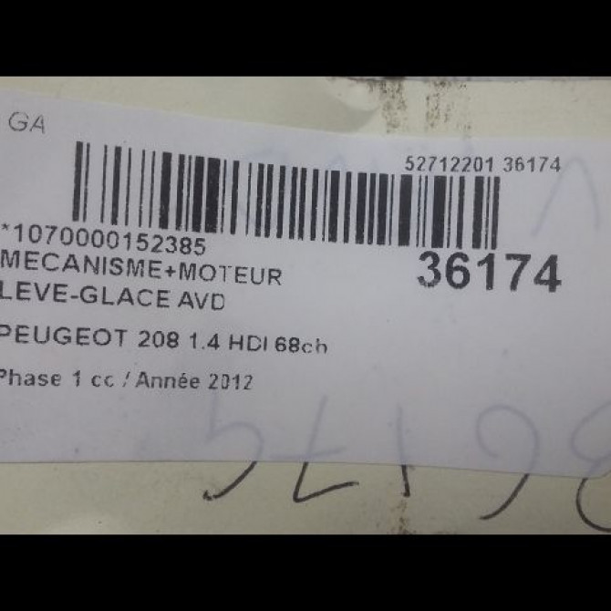 Mecanisme + moteur lève-glace avant droit occasion PEUGEOT 208 208 Phase 1 2012-03-01->2015-09-30 1.4 HDI 68ch 9673154380 3