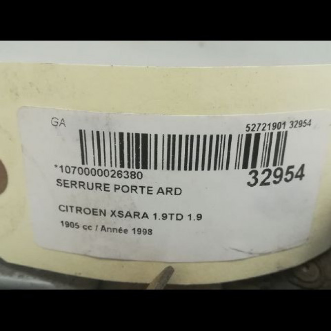 Serrure porte ard occasion CITROEN XSARA Phase 1 02-1998->09-2000 1.9 TD 913884 4