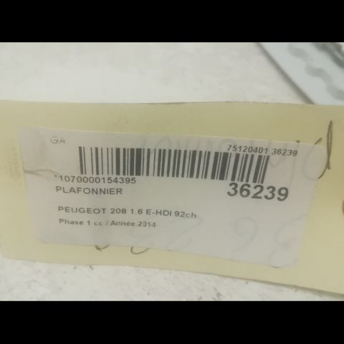 Plafonnier occasion PEUGEOT 208 208 Phase 1 2012-03-01->2015-09-30 1.6 E-HDI 92ch 96754056PR 3