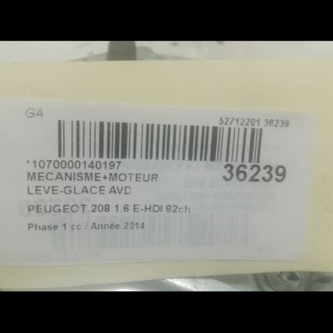 Mecanisme + moteur lève-glace avant droit occasion PEUGEOT 208 208 Phase 1 2012-03-01->2015-09-30 1.6 E-HDI 92ch 9673154380 3