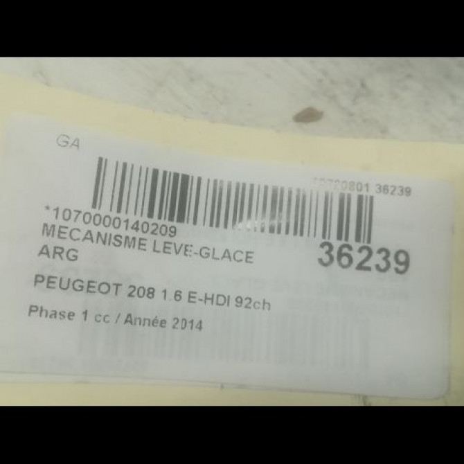 Mecanisme leve-glace arrière gauche occasion PEUGEOT 208 208 Phase 1 2012-03-01->2015-09-30 1.6 E-HDI 92ch 9673153980 3