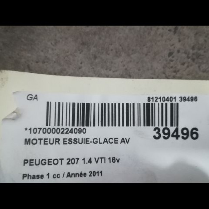 Moteur essuie-glace avant occasion PEUGEOT 207 Phase 1 04-2006->06-2013 1.4 VTI 16v 95ch 6405CH 3