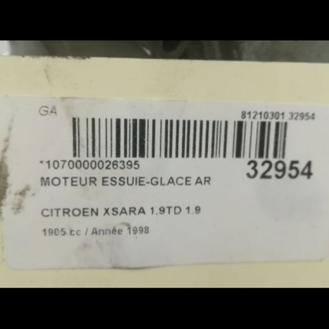 Moteur essuie-glace arrière occasion CITROEN XSARA Phase 1 02-1998->09-2000 1.9 TD 6405F2 4