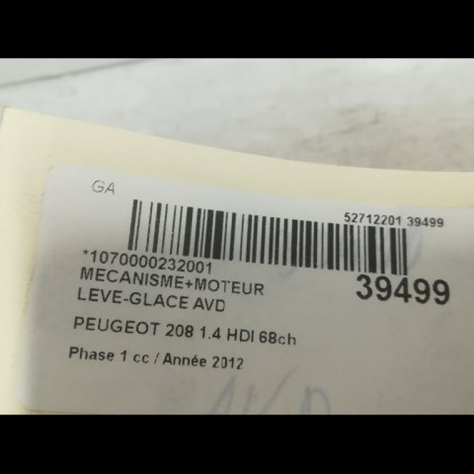 Mecanisme + moteur lève-glace avant droit occasion PEUGEOT 208 208 Phase 1 2012-03-01->2015-09-30 1.4 HDI 68ch 9673154380 3