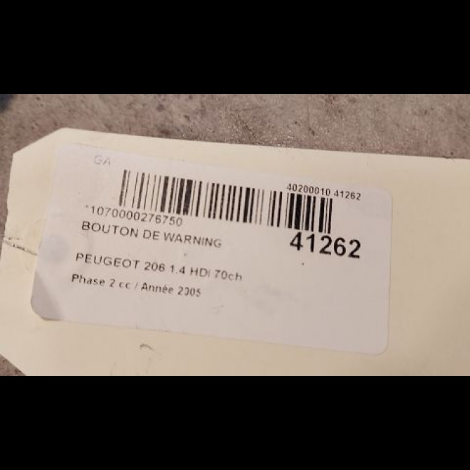 Bouton de warning occasion PEUGEOT 206 Phase 2 02-2003->02-2009 1.4 HDI 70ch 6554L0 3