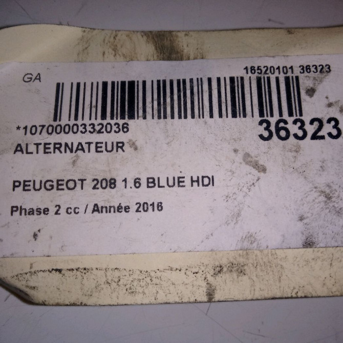 Alternateur occasion PEUGEOT 208 Phase 2 04-2015->... 1.6 BLUE HDI 75ch 5