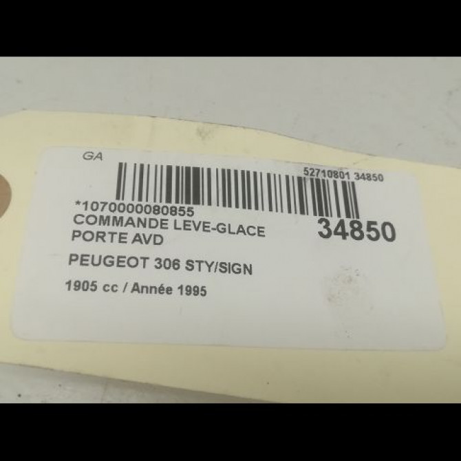 Commande lève-glace porte avant droite occasion PEUGEOT 306 Phase 1 09-1994->03-1997 1.9 TD 3