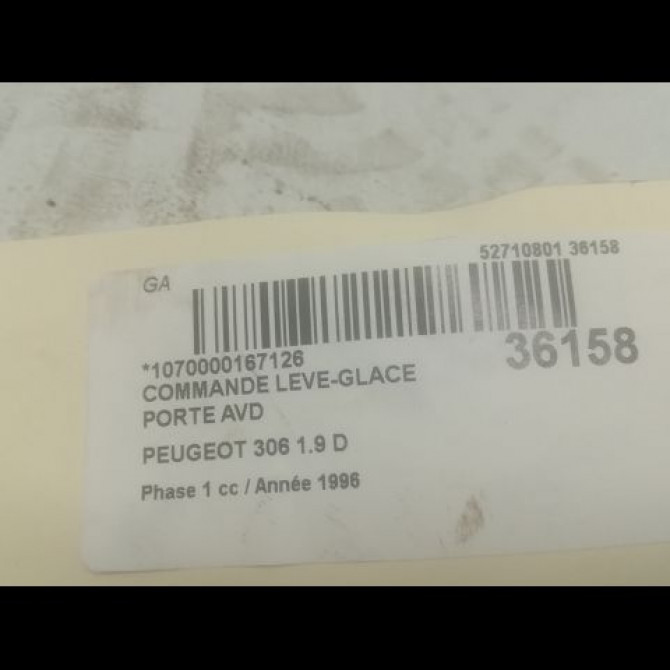 Commande lève-glace porte avant droite occasion PEUGEOT 306 Phase 1 09-1994->03-1997 1.9 D 3