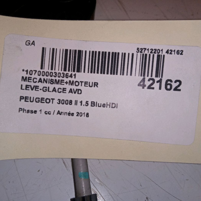 Mecanisme + moteur lève-glace avant droit occasion PEUGEOT 3008 II Phase 1 04-1995->04-1999 1.5 BlueHDI 130ch 9830389280 4