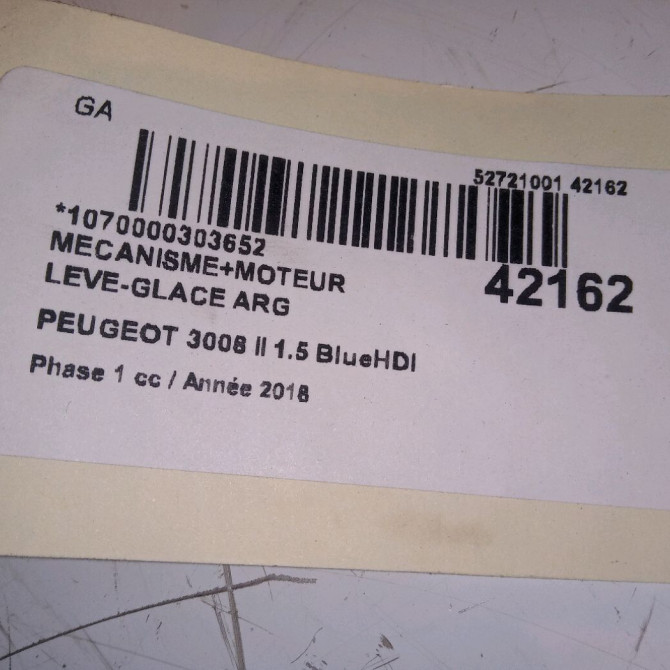 Mecanisme+moteur leve-glace arg occasion PEUGEOT 3008 II Phase 1 04-1995->04-1999 1.5 BlueHDI 130ch 9830389080 4