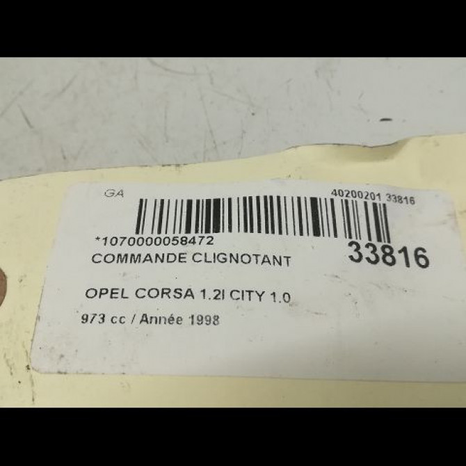 Commande clignotant occasion OPEL CORSA II Phase 2 04-1997->10-2000 1.0i 12v 9181010 6
