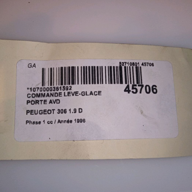 Commande lève-glace porte avant droite occasion PEUGEOT 306 Phase 1 09-1994->03-1997 1.9 D 4