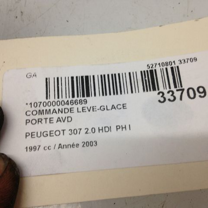 Commande lève-glace porte avant droite occasion PEUGEOT 307 Phase 1 SW 03-2002->07-2004 2.0 HDi 110ch 6554E7 4