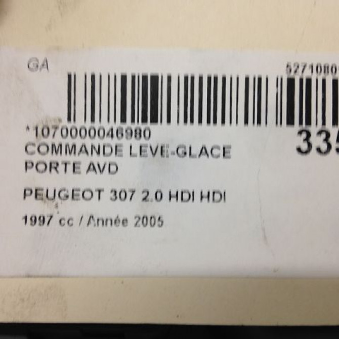 Commande lève-glace porte avant droite occasion PEUGEOT 307 Phase 1 04-2001->06-2005 1.4 HDI 8v 70ch 6554E7 4