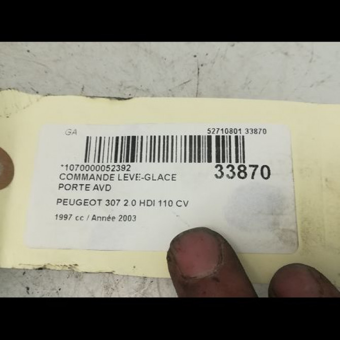 Commande lève-glace porte avant droite occasion PEUGEOT 307 Phase 1 04-2001->06-2005 1.4 HDI 8v 70ch 6554E7 4