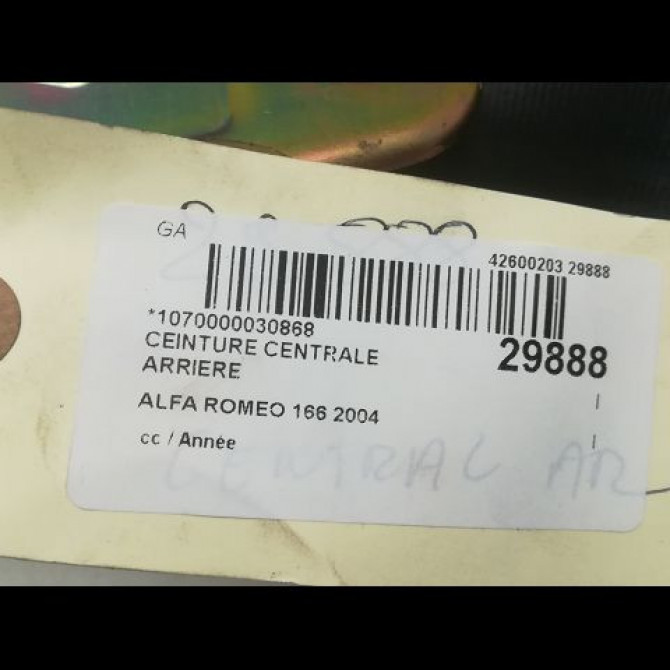 Ceinture centrale arriere occasion ALFA ROMEO 166 156017439 4
