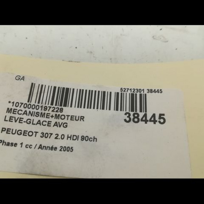 Mecanisme+moteur leve-glace avg occasion PEUGEOT 307 Phase 1 04-2001->06-2005 2.0 HDI 90ch 9221K1 3