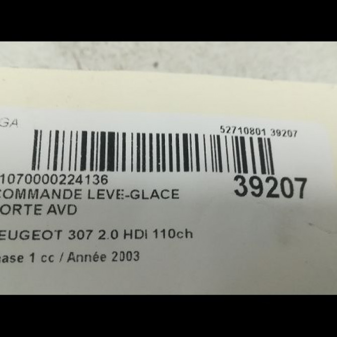 Commande lève-glace porte avant droite occasion PEUGEOT 307 Phase 1 04-2001->06-2005 2.0 HDI 110ch 6554E7 3