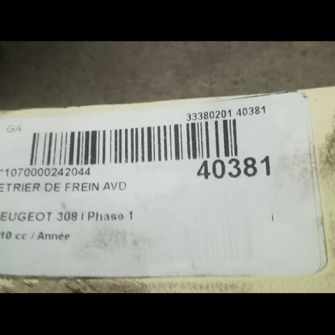 Etrier de frein avant droit occasion PEUGEOT 308 I Phase 1 09-2007->03-2011 4401N9 3