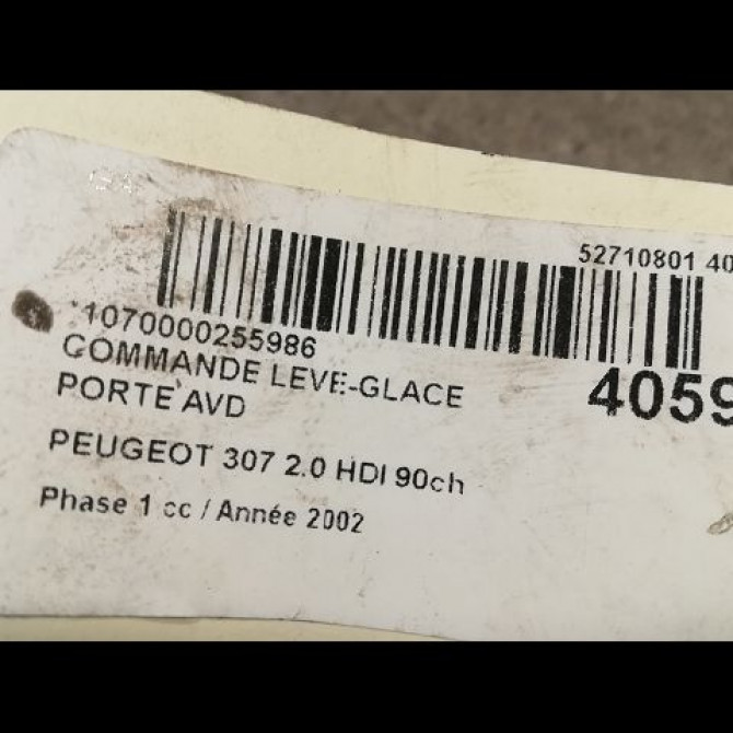 Commande lève-glace porte avant droite occasion PEUGEOT 307 Phase 1 04-2001->06-2005 2.0 HDI 90ch 6554E7 3