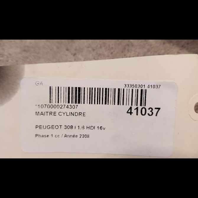 Maitre cylindre occasion PEUGEOT 308 I Phase 1 09-2007->03-2011 1.6 HDI 16v 90ch 4601V0 2