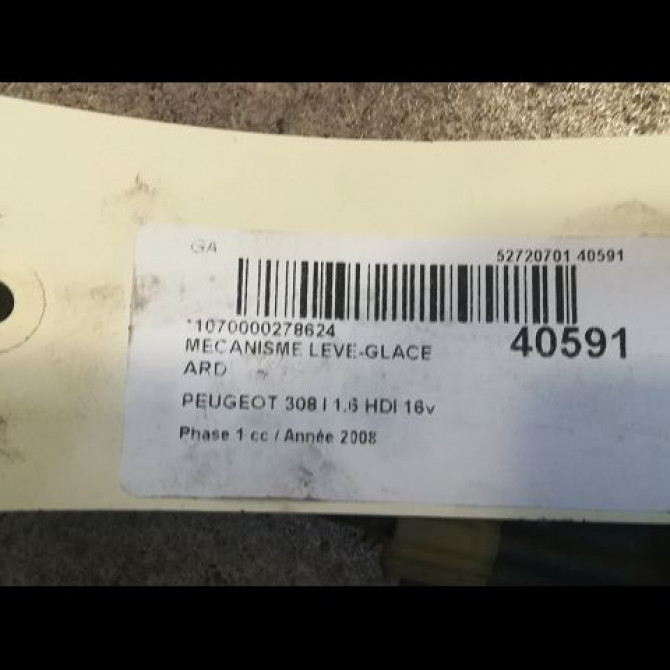 Mecanisme leve-glace arrière droit occasion PEUGEOT 308 I Phase 1 09-2007->03-2011 1.6 HDI 16v 90ch 9224E1 3