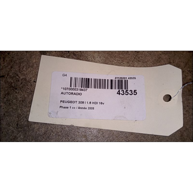 Autoradio occasion PEUGEOT 308 I Phase 1 09-2007->03-2011 1.6 HDI 16v 110ch 16077681XH 3