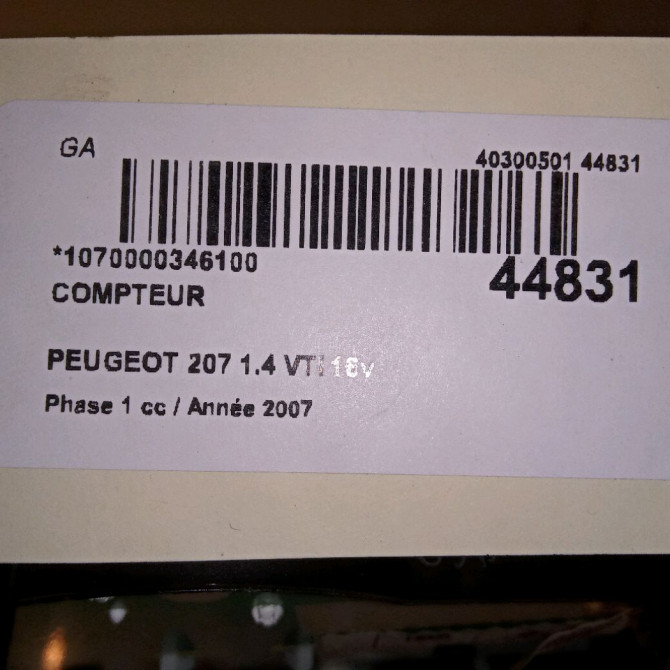 Compteur occasion PEUGEOT 207 Phase 1 04-2006->06-2013 1.4 VTI 16v 95ch 6103CT 4