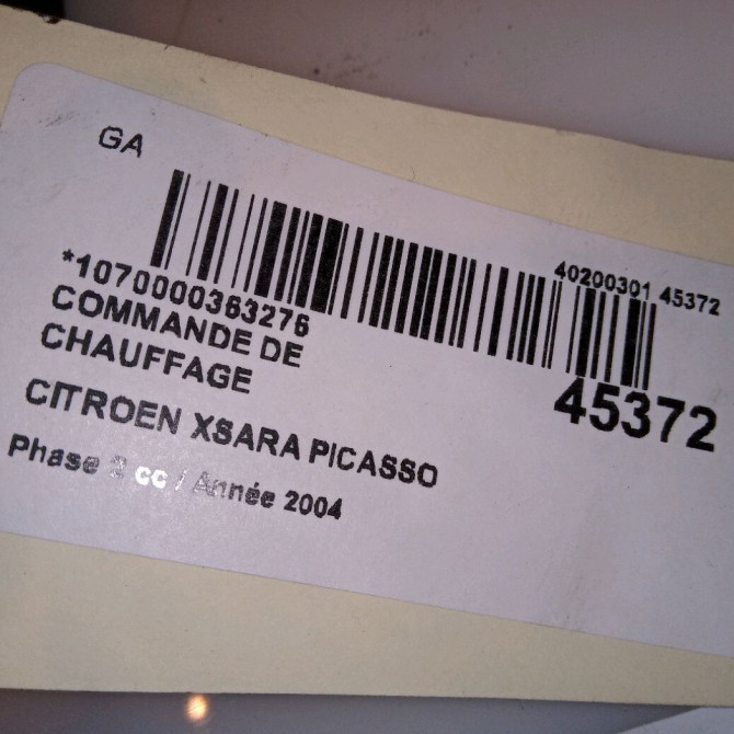 Commande de chauffage occasion CITROEN XSARA PICASSO Phase 2 02-2004->12-2010 1.6 HDI 110ch 6451QG 4
