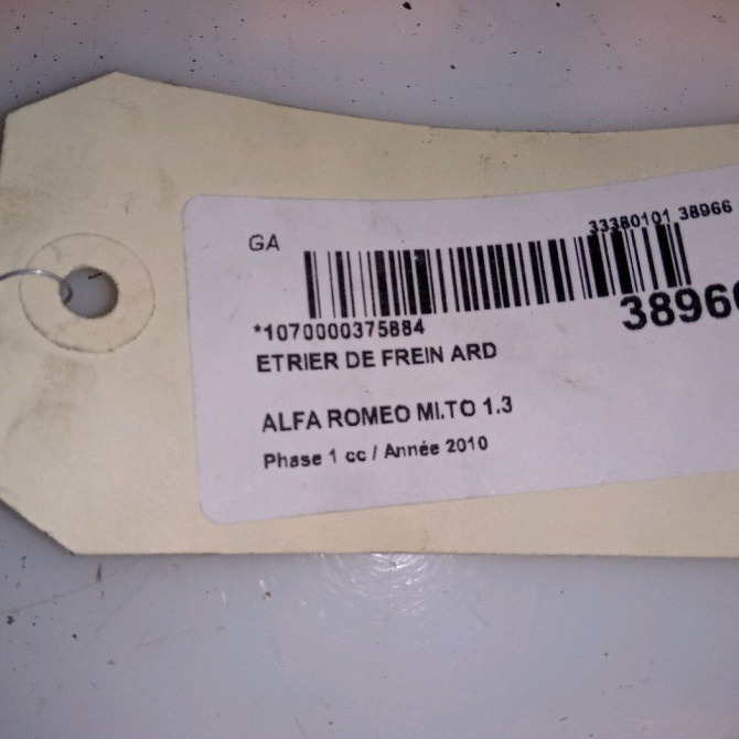 Etrier de frein arrière droit occasion ALFA ROMEO MI.TO MI.TO Phase 1 2008-09-01->2016-12-31 1.3 JTDM 95ch 77365745 4