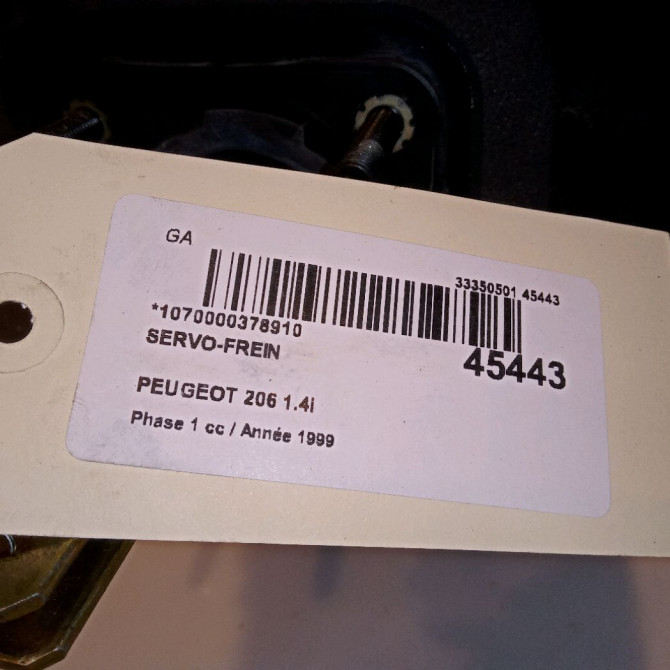 Servo-frein occasion PEUGEOT 206 Phase 1 09-1998->03-2009 1.4i 4535H7 4