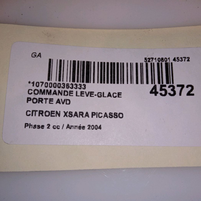 Commande lève-glace porte avant droite occasion CITROEN XSARA PICASSO Phase 2 02-2004->12-2010 1.6 HDI 110ch 3