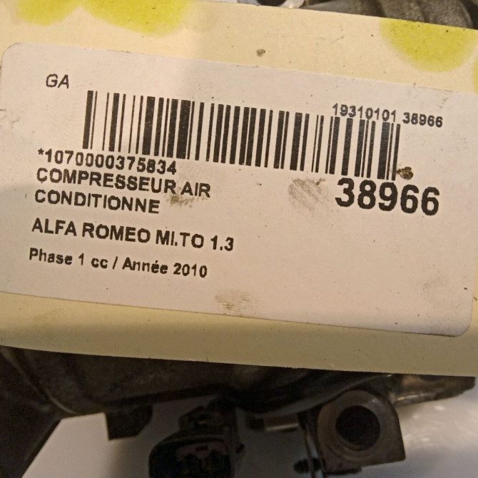 Compresseur air conditionne occasion ALFA ROMEO MI.TO MI.TO Phase 1 2008-09-01->2016-12-31 1.3 JTDM 95ch 71724084 5