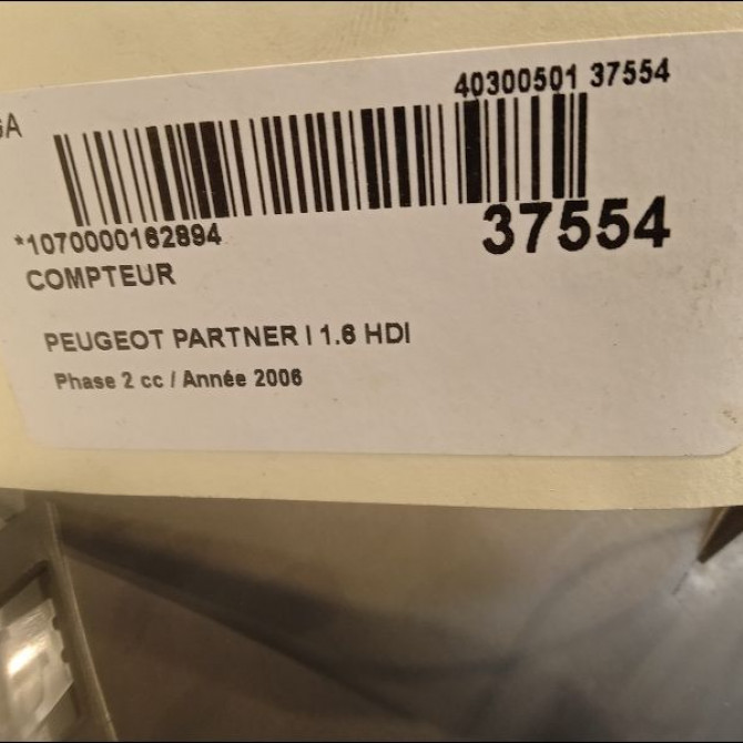 Compteur occasion PEUGEOT PARTNER I Phase 2 11-2002->05-2008 1.6 HDI 16v 90ch 6105V6 4