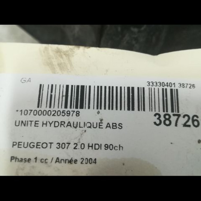 Unité hydraulique ABS occasion PEUGEOT 307 Phase 1 04-2001->06-2005 2.0 HDI 90ch 4541T4 4