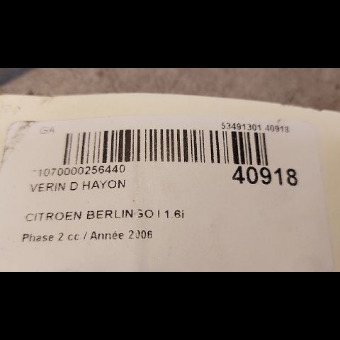 Verin droit hayon occasion CITROEN BERLINGO I Phase 2 11-2002->10-2010 1.6i 110ch 8731E0 2