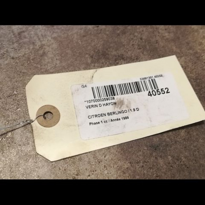 Verin droit hayon occasion CITROEN BERLINGO I Phase 1 09-1996->11-2002 1.9 D 8731E0 2