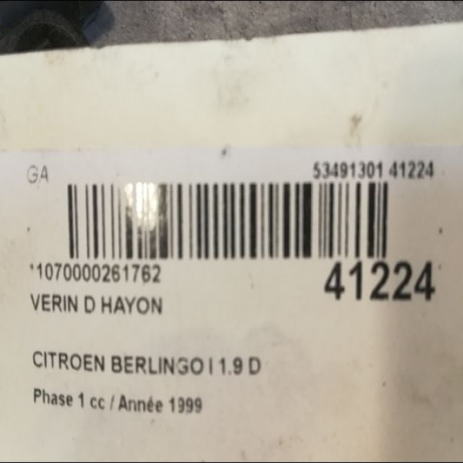 Verin droit hayon occasion CITROEN BERLINGO I Phase 1 09-1996->11-2002 1.9 D 8731E0 2